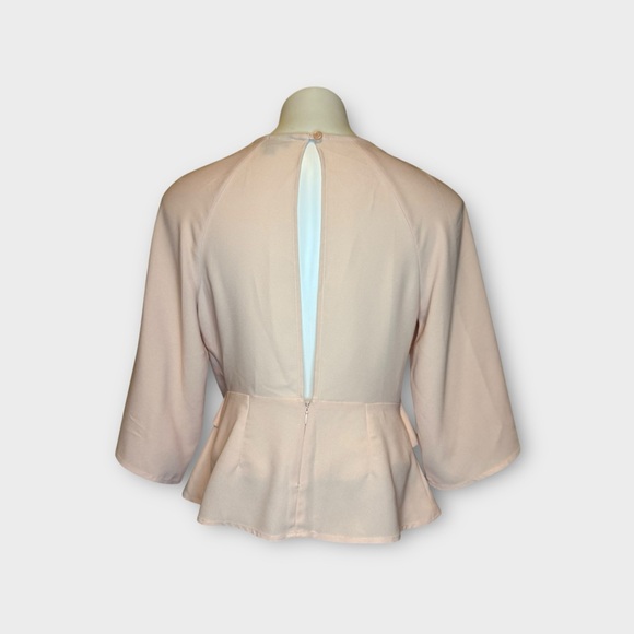 Topshop Blush Pink Front Tie Peplum Keyhole Detail Top - Picture 7 of 10